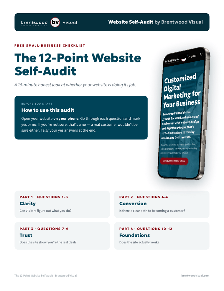 The 12-Point Website Self-Audit — printable checklist cover